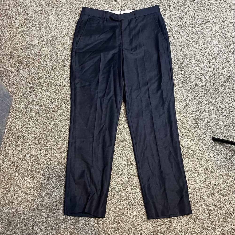Santorelli Pants Mens 32 Blue Wool Roma Loro Piana Dress Italy Flat Front